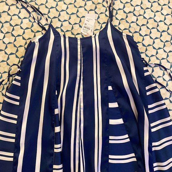 Philosophy Blue and White Striped Romper Tie Up Sides size XS NWT - Picture 2 of 7